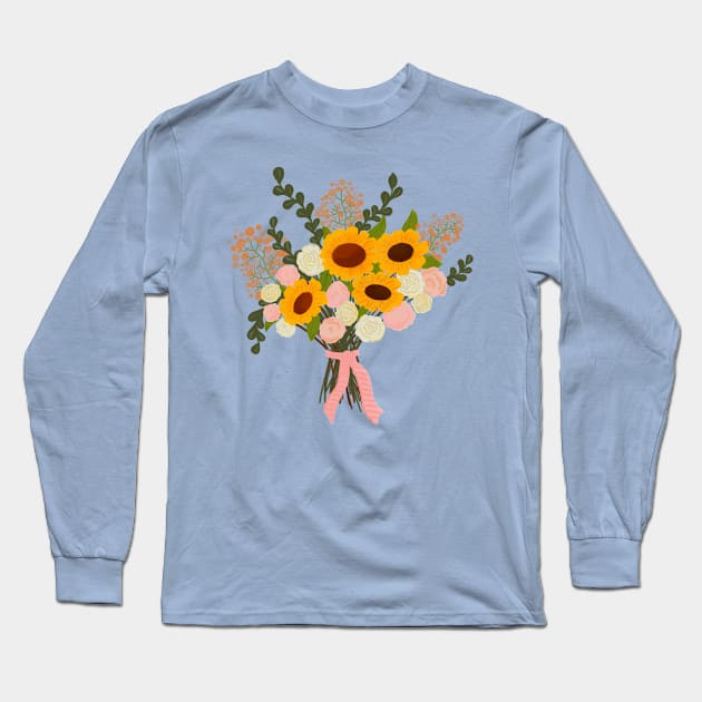 Summer wildflowers bouquet Long Sleeve T-Shirt by Floflo art